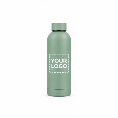 17oz light green matte stainless steel bottle, custom Grand Oak Library logo