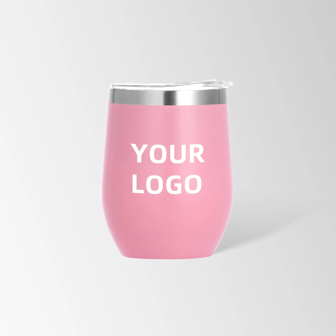 Pink insulated wine tumbler custom logo