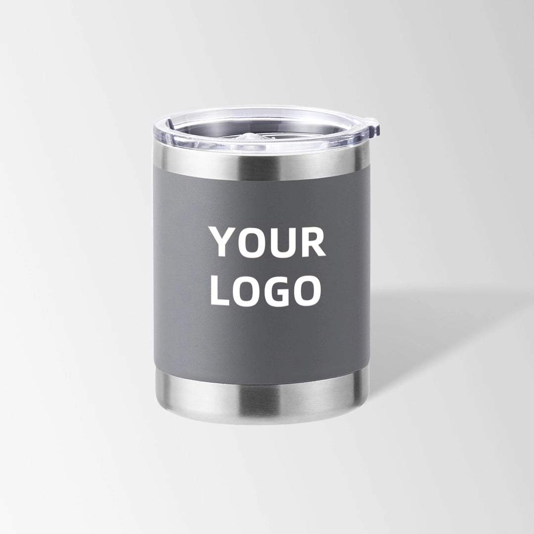 Gray travel coffee tumbler custom logo