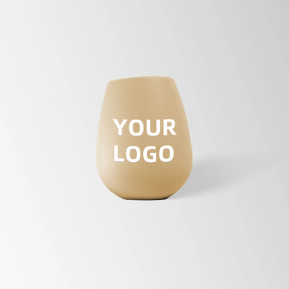Beige silicone stemless wine tumbler custom logo
