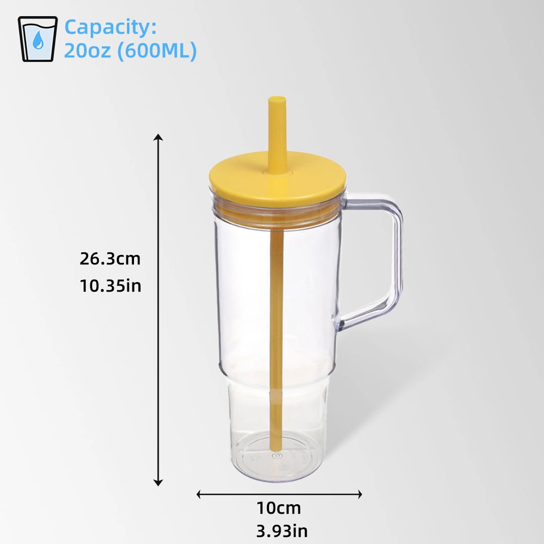 40 oz. tumbler with handle size and dimensions view
