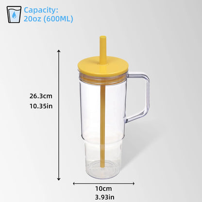 40 oz. tumbler with handle size and dimensions view