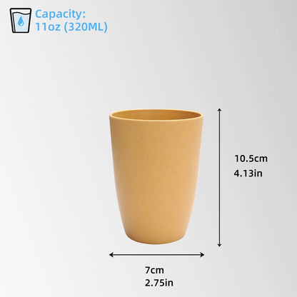 wheat straw plastic cup size and dimensions view