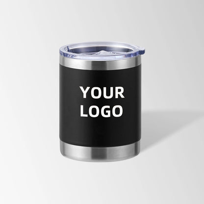 Black travel coffee tumbler custom logo