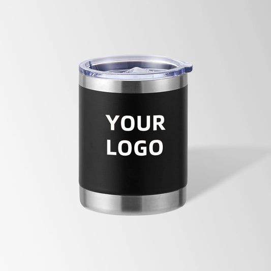Black travel coffee tumbler custom logo
