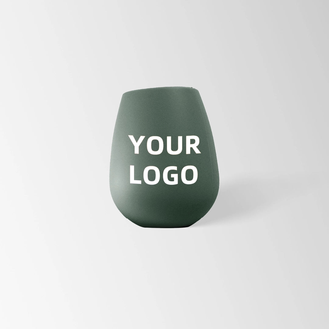 Sage green silicone stemless wine tumbler custom logo