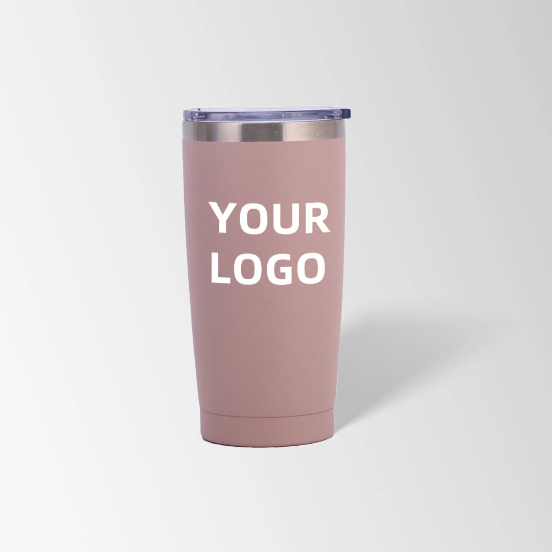 Beige vacuum insulated tumbler custom logo