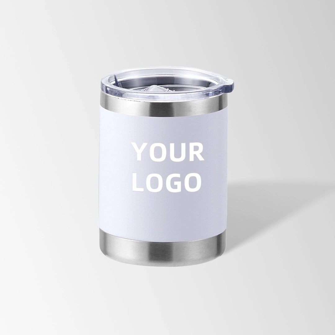 White travel coffee tumbler custom logo