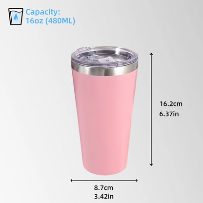 pink double wall tumbler size and dimensions view