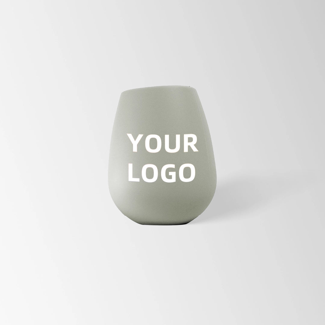Sage gray silicone stemless wine tumbler custom logo