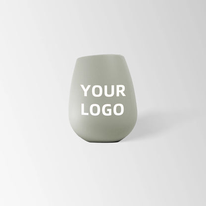 Sage gray silicone stemless wine tumbler custom logo