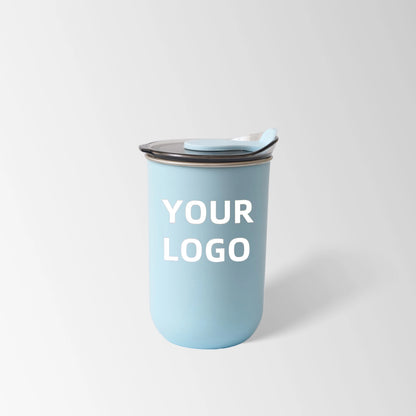 Light blue stainless steel coffee cup custom logo