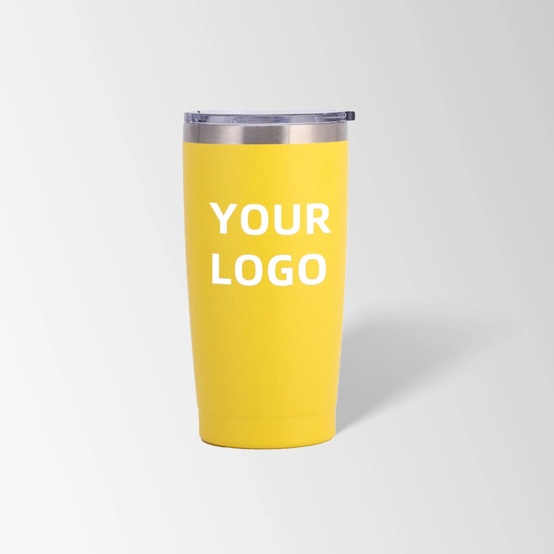 Yellow vacuum insulated tumbler custom logo
