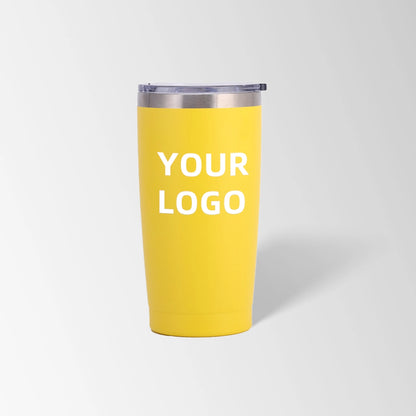 Yellow vacuum insulated tumbler custom logo