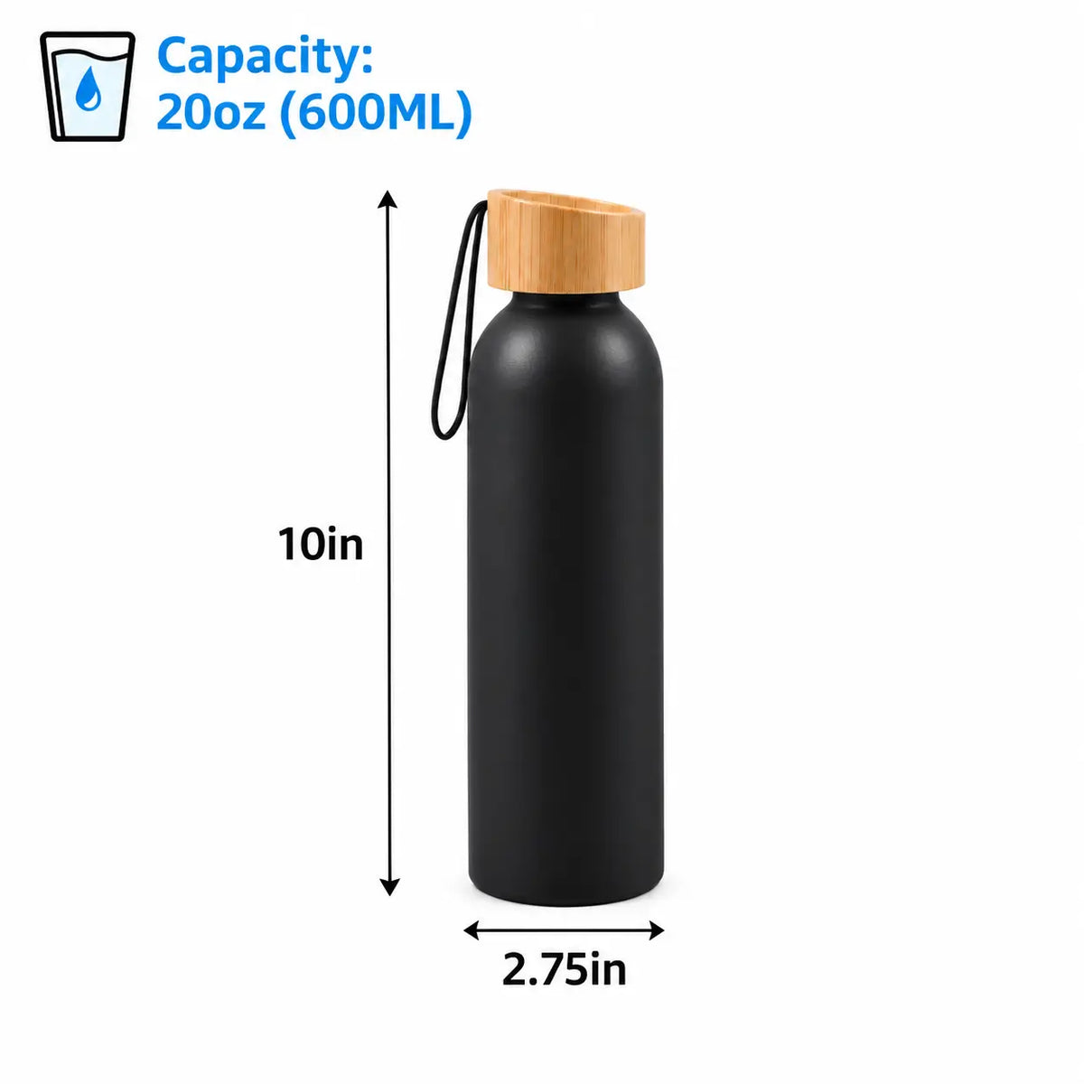 20 oz aluminum water bottle size and capacity chart