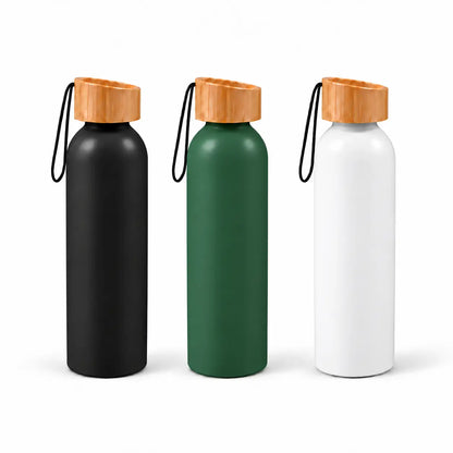 20 oz aluminum water bottles with bamboo lid in multiple colors