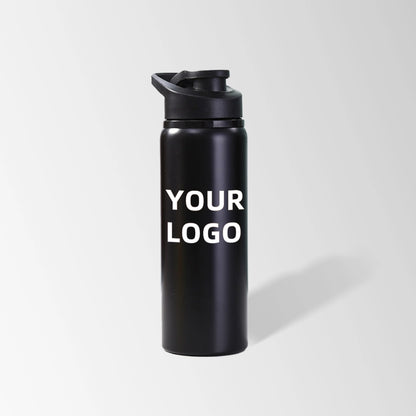 20 oz black snap lid aluminum water bottle with logo