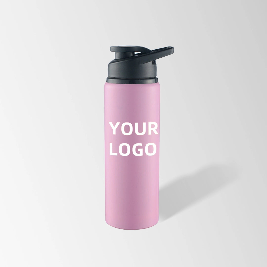 20 oz pink snap lid aluminum water bottle with logo
