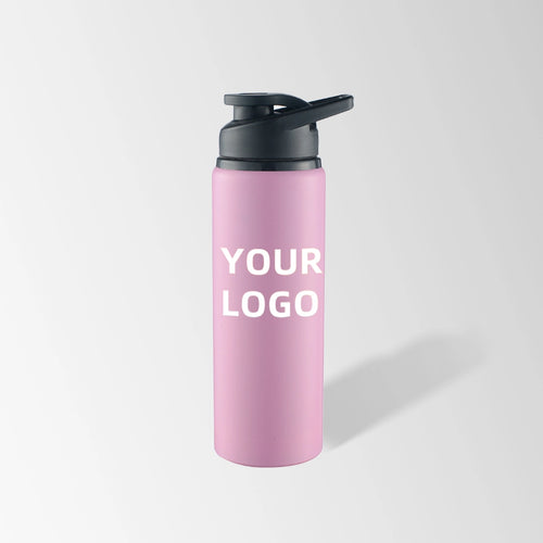 20 oz pink snap lid aluminum water bottle with logo