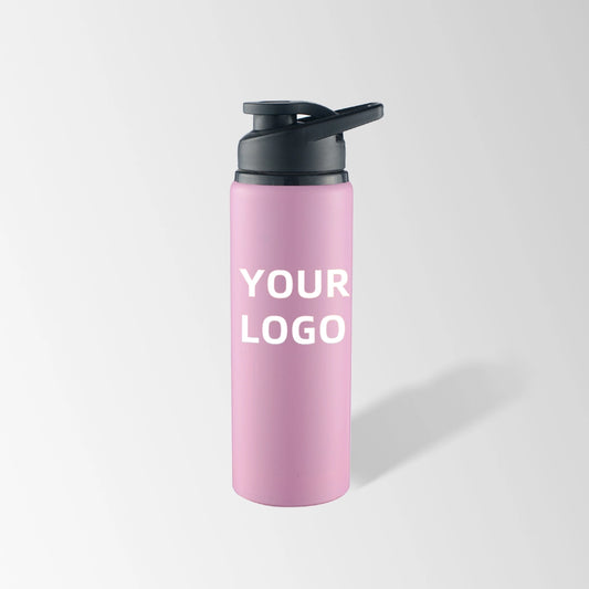 20 oz pink snap lid aluminum water bottle with logo