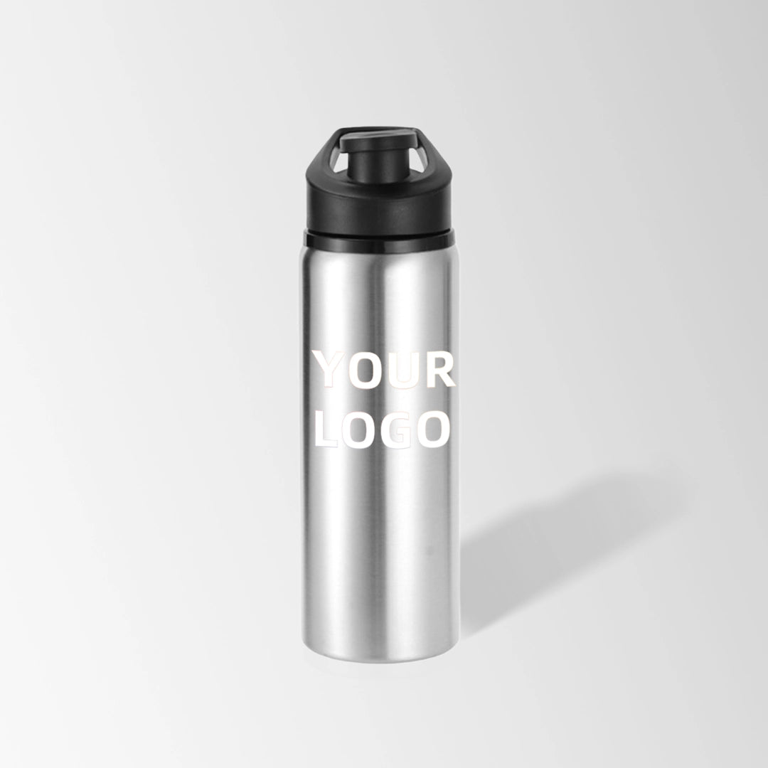 20 oz silver snap lid aluminum water bottle with logo