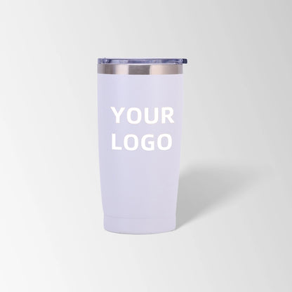 White vacuum insulated tumbler custom logo