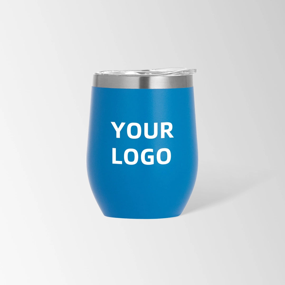 Sky blue insulated wine tumbler custom logo