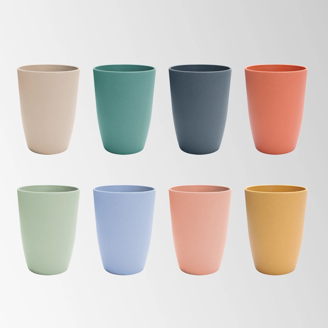 multi color wheat straw plastic cups collection