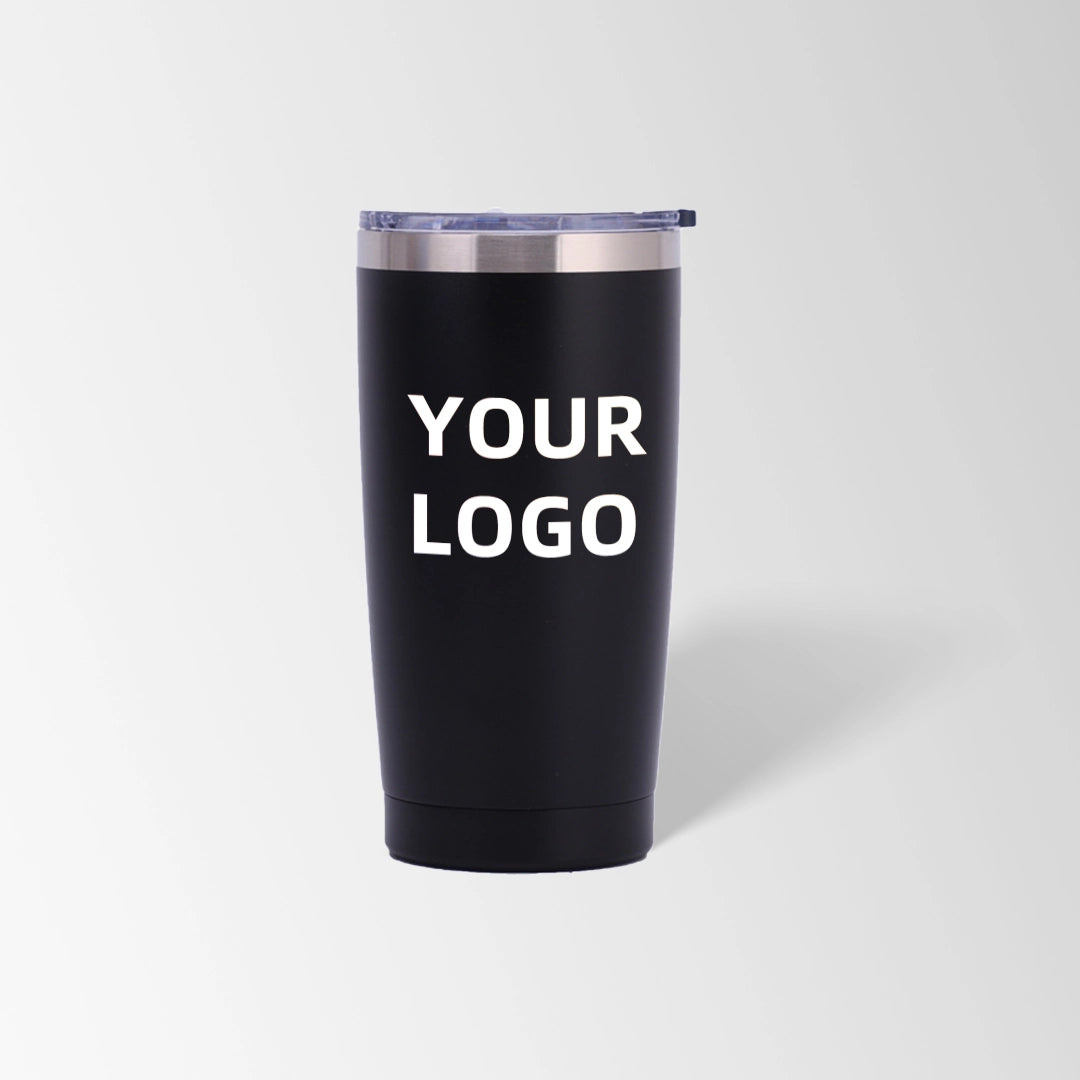 Black vacuum insulated tumbler custom logo