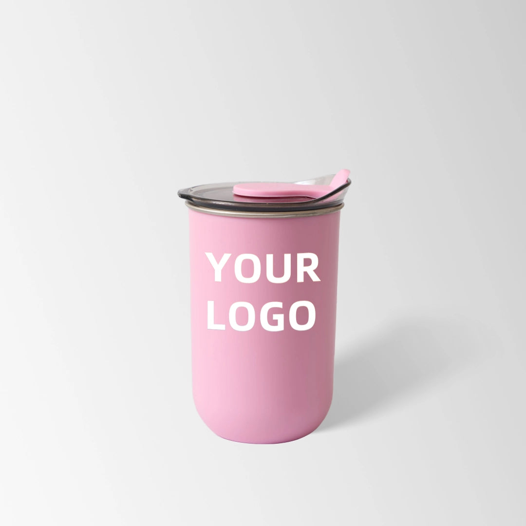 Hot pink stainless steel coffee cup custom logo