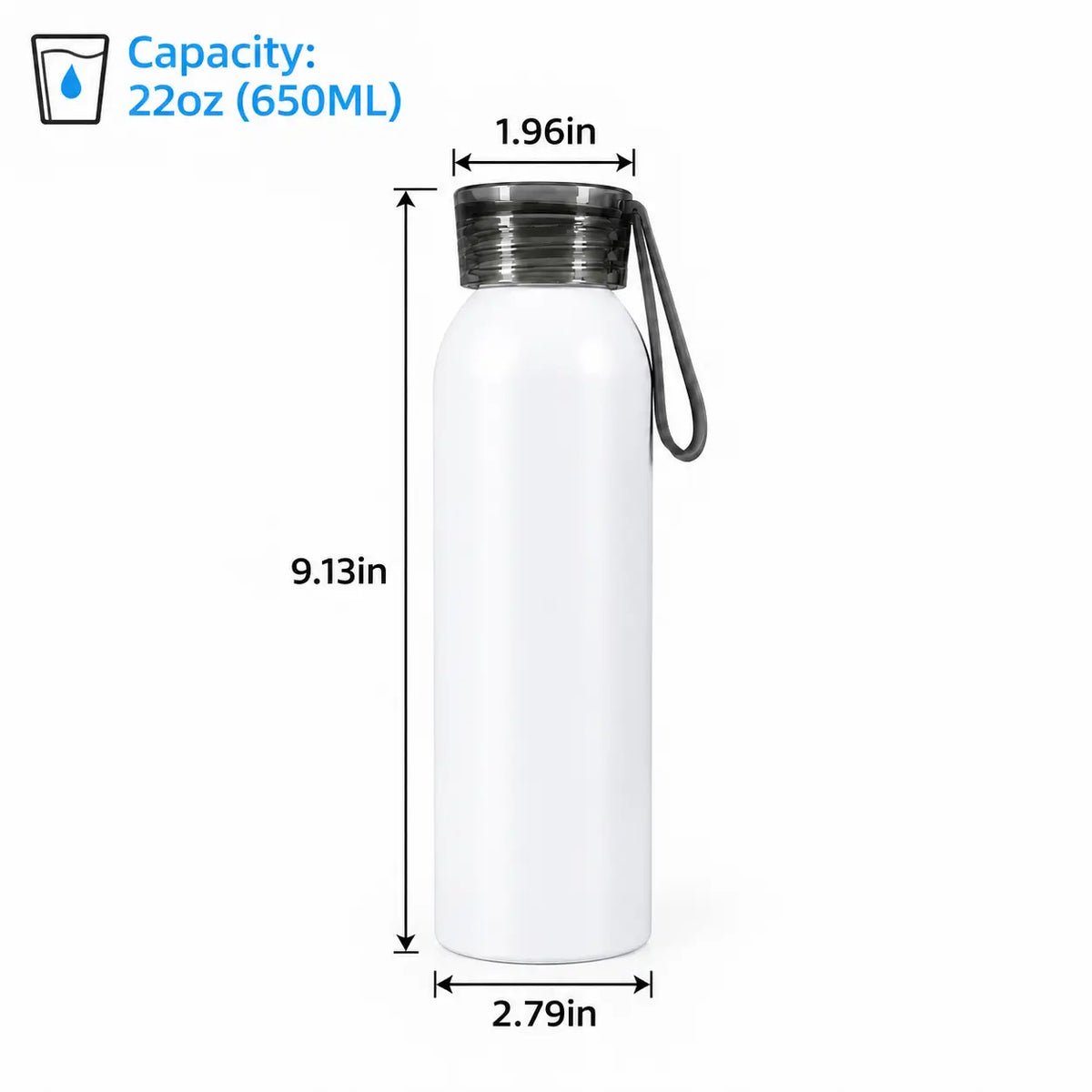 22 oz aluminum water bottle size and capacity chart