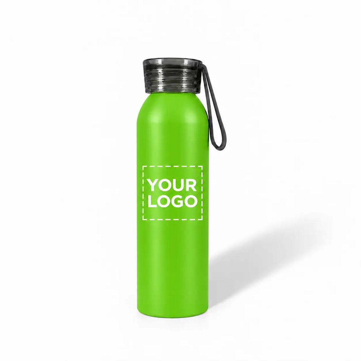 22 oz Green aluminum water bottle with non-slip screw-on cap