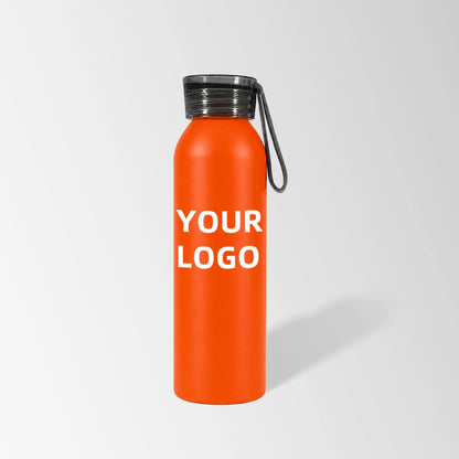 22 oz orange aluminum water bottle with non-slip screw-on cap