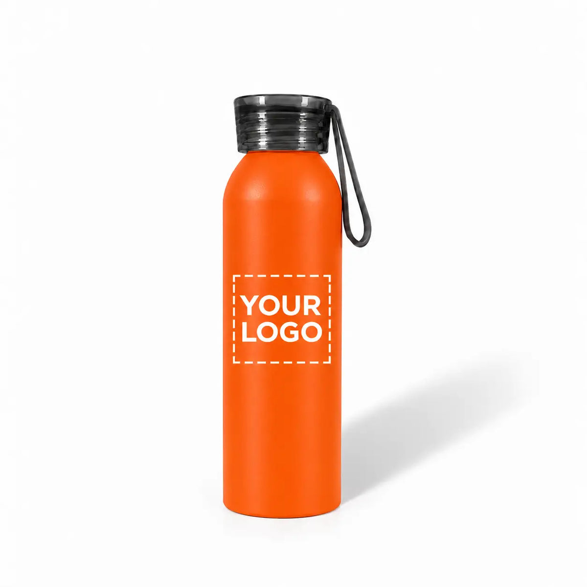 22 oz orange aluminum water bottle with non-slip screw-on cap