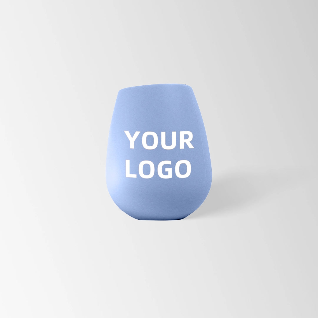 Sky blue silicone stemless wine tumbler custom logo