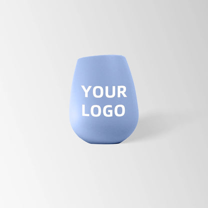 Sky blue silicone stemless wine tumbler custom logo