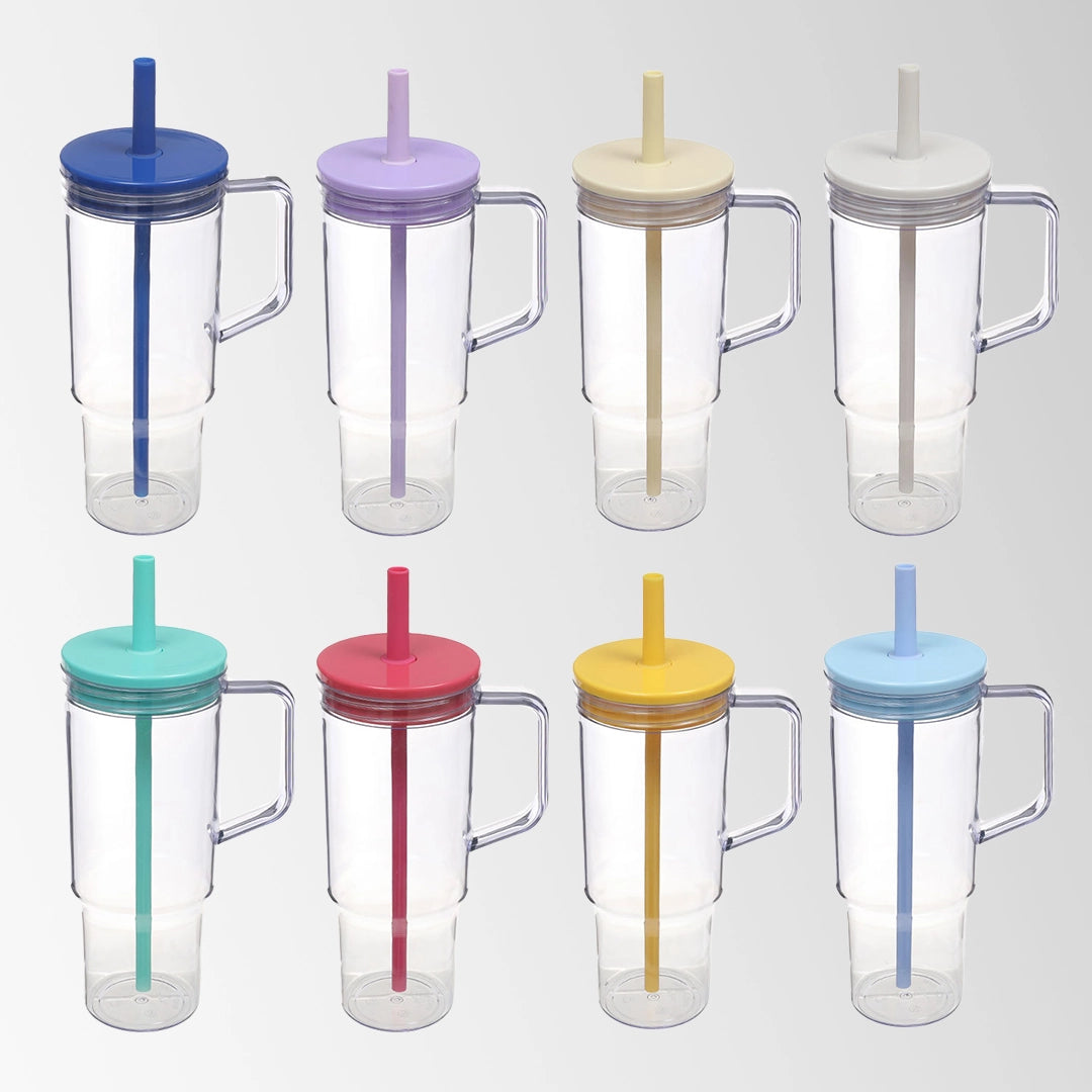 multi color plastic tumblers with handle collection