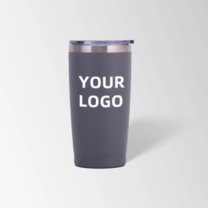 Charcoal gray vacuum insulated tumbler custom logo
