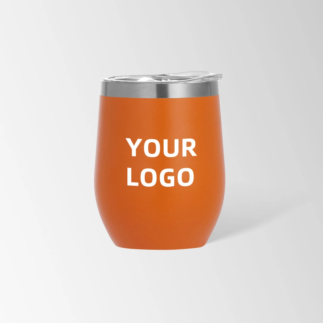 Orange insulated wine tumbler custom logo