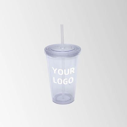 plastic tumbler with clear lid and straw