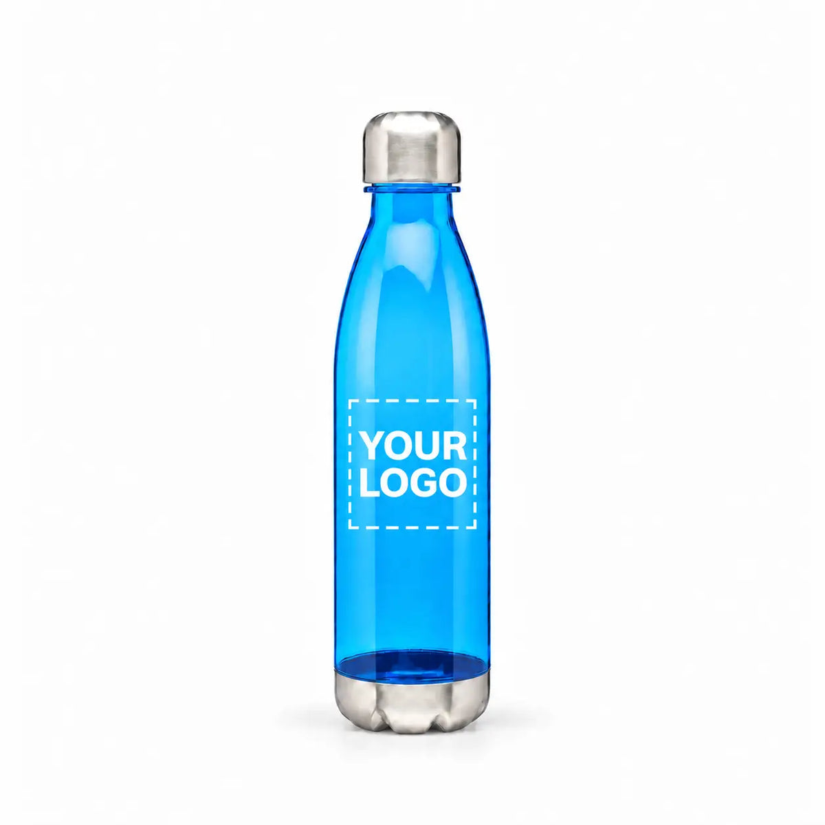 24 oz cola-shape plastic sports water bottle in blue
