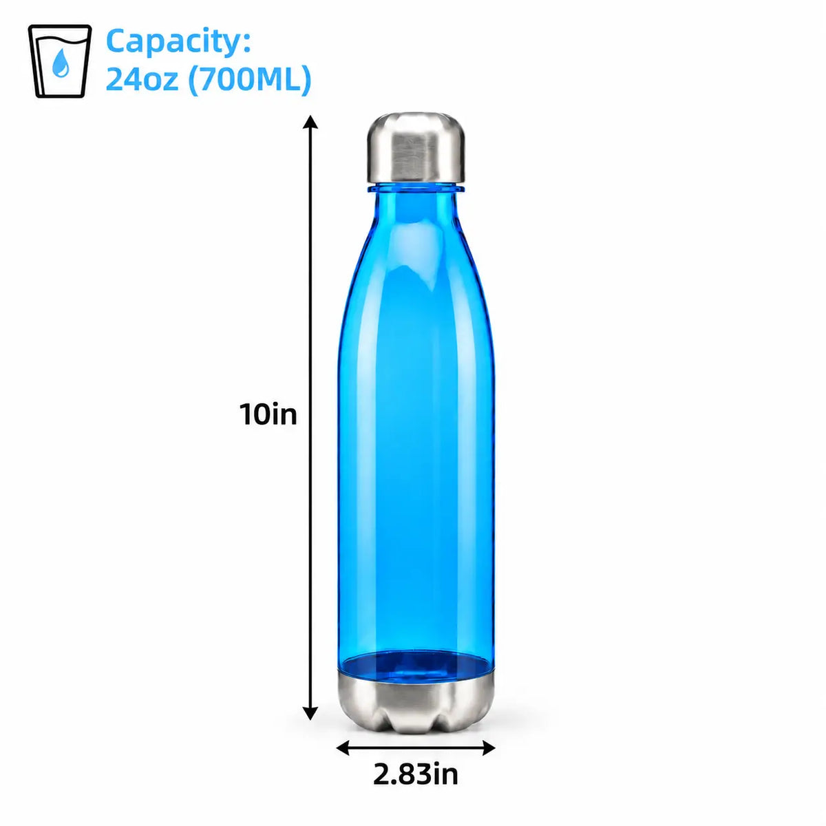 24 oz cola-shape plastic sports water bottle size guide