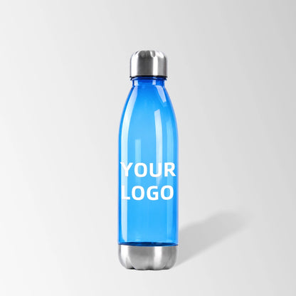 24 oz cola-shape plastic sports water bottle in blue