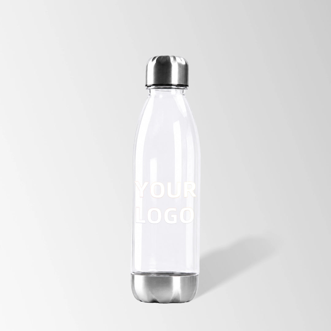 24 oz cola-shape plastic sports water bottle in clear