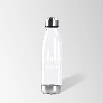 24 oz cola-shape plastic sports water bottle in clear