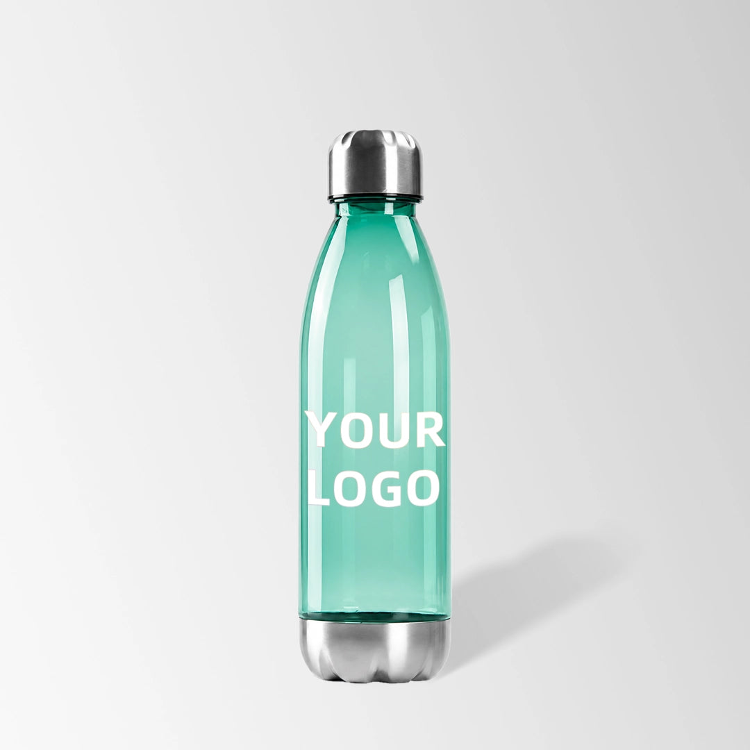 24 oz cola-shape plastic sports water bottle in green