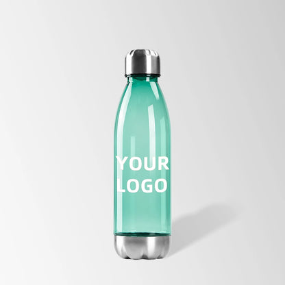 24 oz cola-shape plastic sports water bottle in green