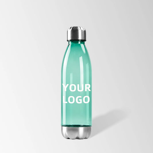 24 oz cola-shape plastic sports water bottle in green