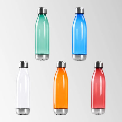 24 oz cola-shape plastic sports water bottles in multiple colors