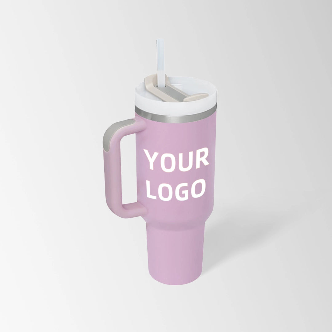 Lavender insulated tumbler with handle custom logo